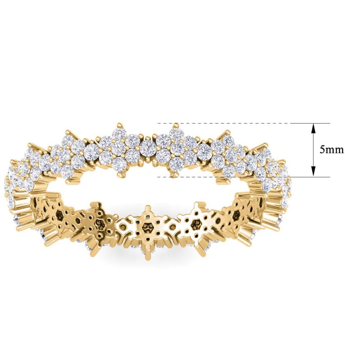 1 Carat Flower Shape Diamond Eternity Ring In 14K Yellow Gold, Ring Size 8