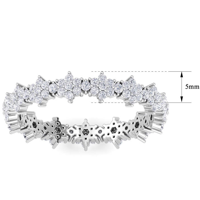 1 Carat Flower Shape Lab Grown Diamond Eternity Ring In 14K White Gold, Ring Size 5