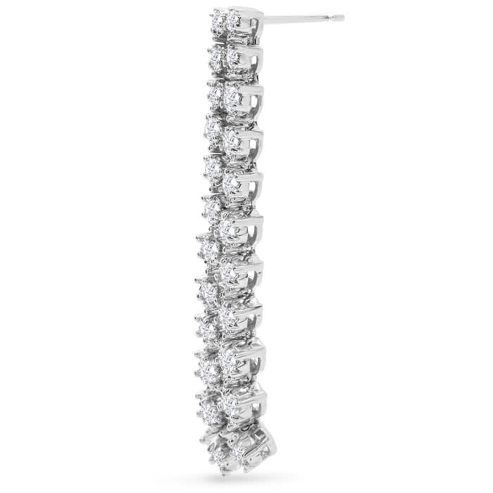 Diamond Drop Earrings: 3 Carat Diamond Drop Earrings In 14K White Gold, 2 Inches