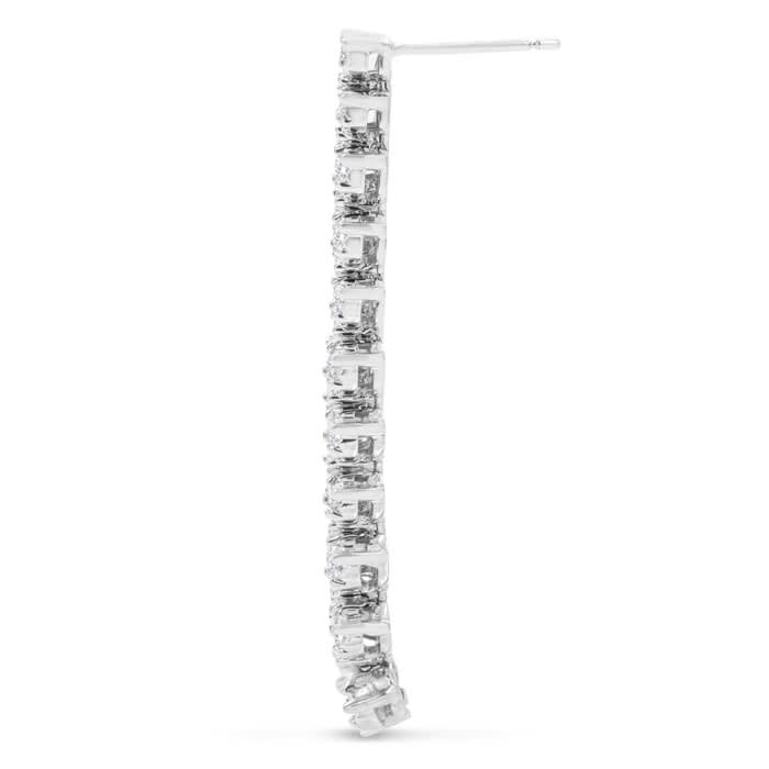 Diamond Drop Earrings: 3 Carat Diamond Drop Earrings In 14K White Gold, 2 Inches