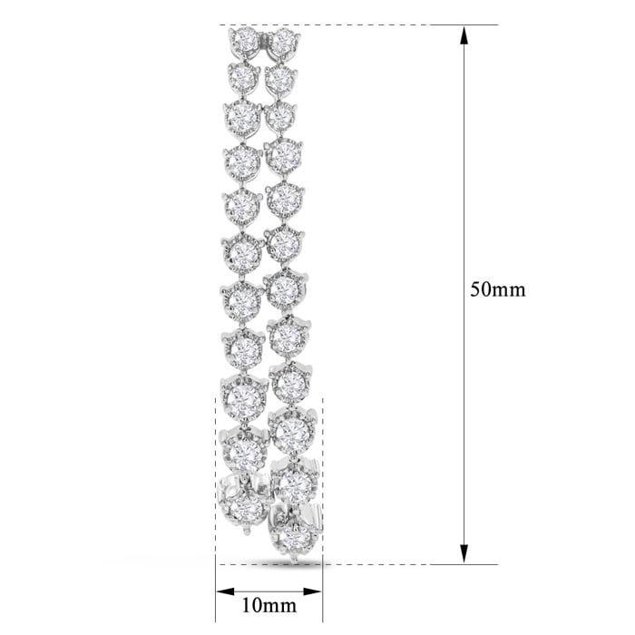 Diamond Drop Earrings: 3 Carat Diamond Drop Earrings In 14K White Gold, 2 Inches