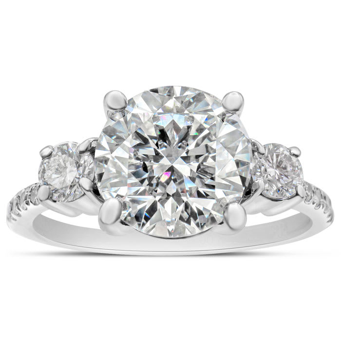 1 1/5 Carat Three Diamond Plus Engagement Ring In 14K White Gold