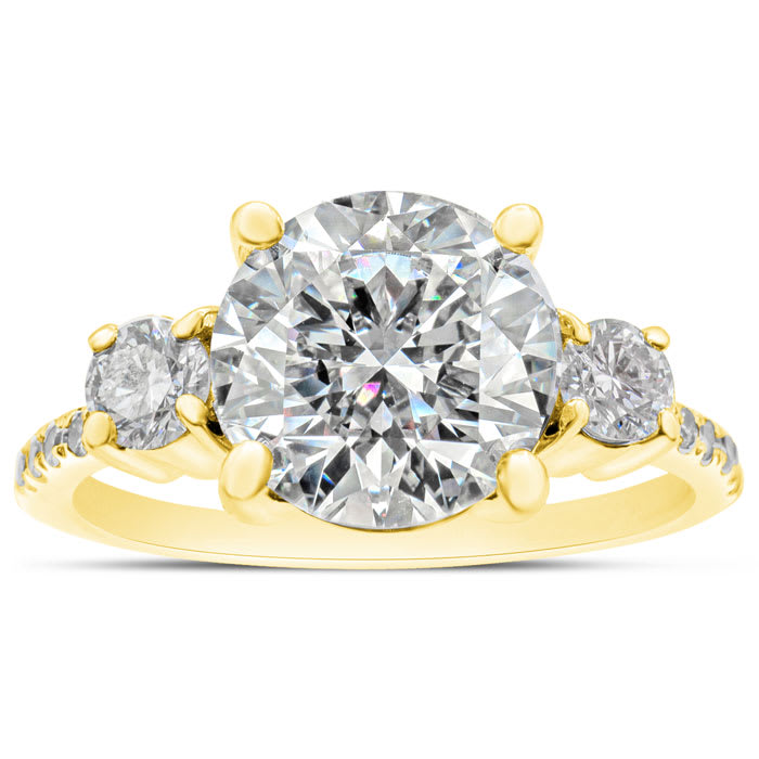 1 1/5 Carat Three Diamond Plus Engagement Ring In 14K Yellow Gold