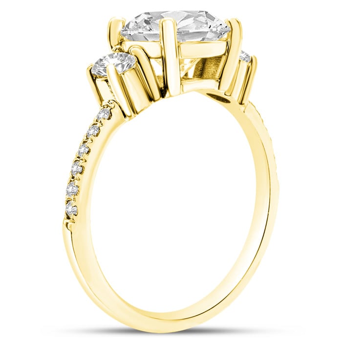 1 1/5 Carat Three Diamond Plus Engagement Ring In 14K Yellow Gold