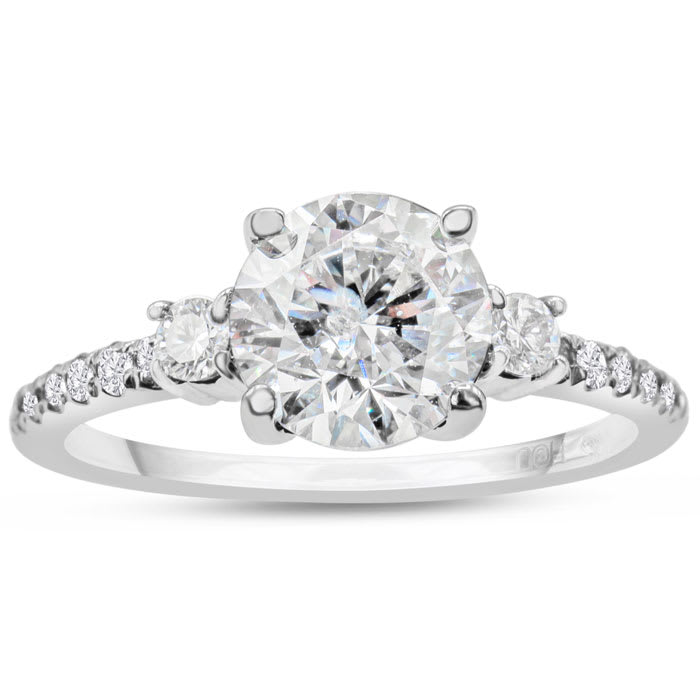 2 1/3 Carat Three Diamond Plus Engagement Ring In 14K White Gold