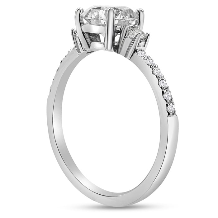 2 1/3 Carat Three Diamond Plus Engagement Ring In 14K White Gold