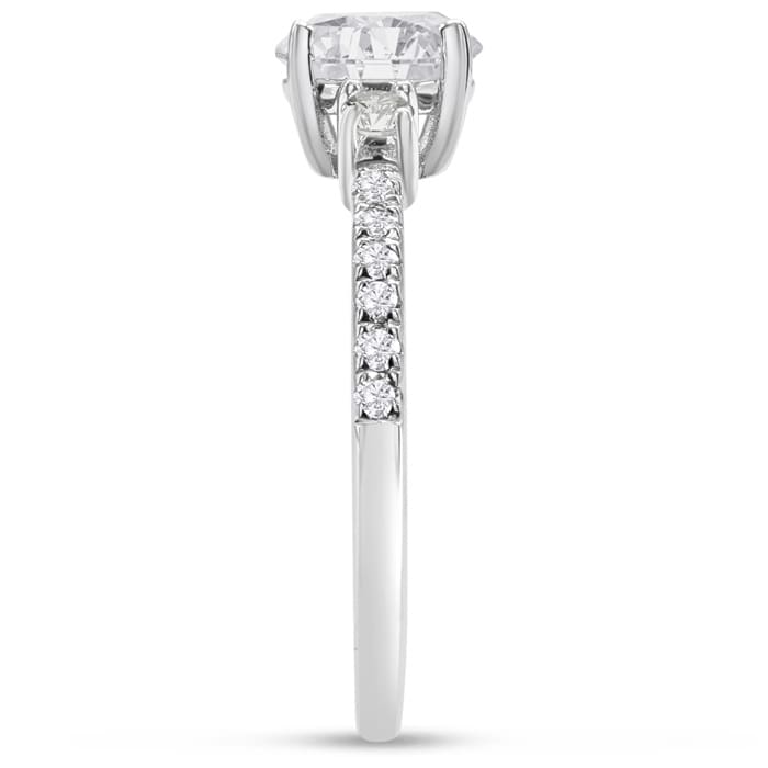 2 1/3 Carat Three Diamond Plus Engagement Ring In 14K White Gold