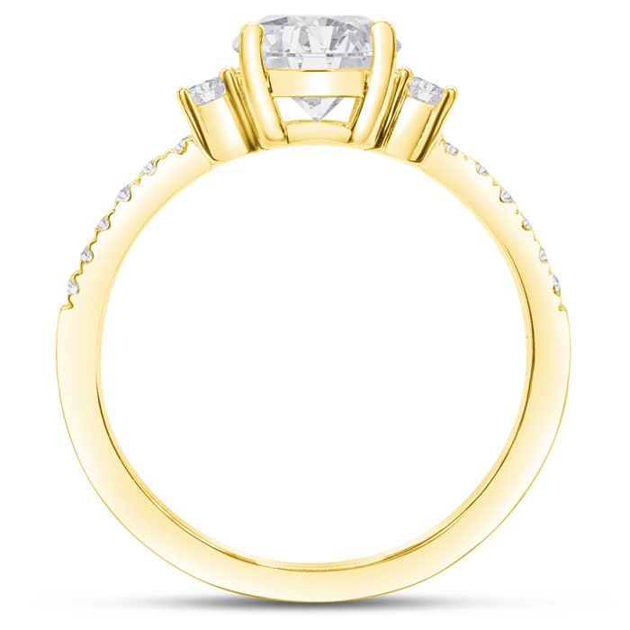 2 1/3 Carat Three Diamond Plus Engagement Ring In 14K Yellow Gold