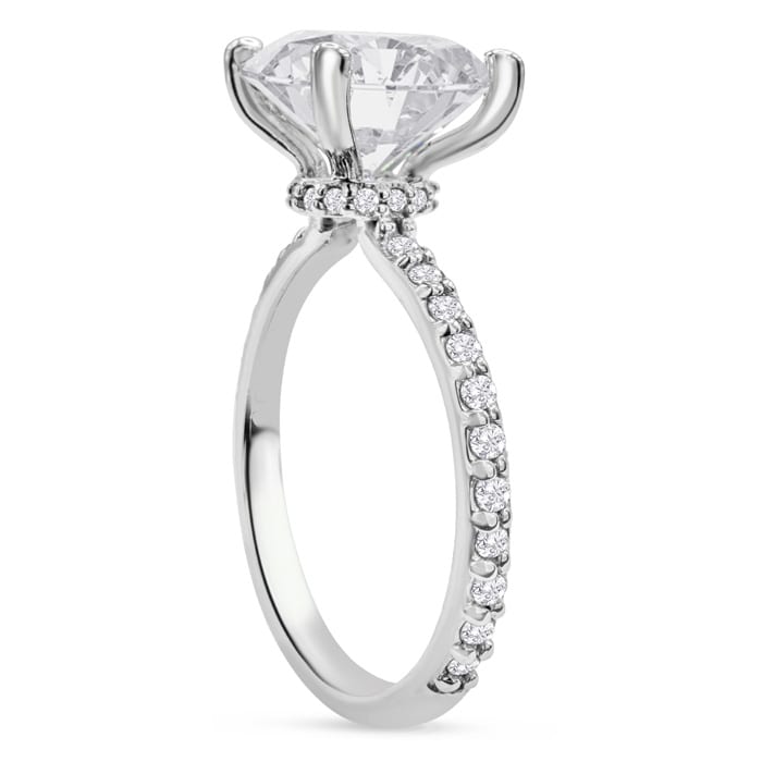 3 1/2 Carat Lab Grown Diamond Hidden Halo Engagement Ring In 14K White Gold