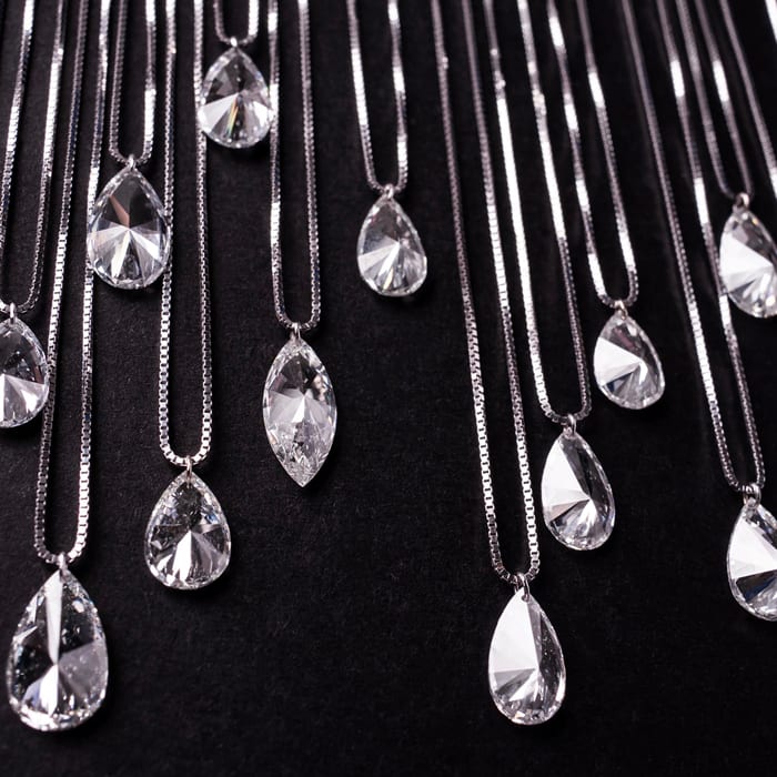 1 Carat Pear Shape Lab Grown Diamond Solitaire Necklace In 14K White Gold