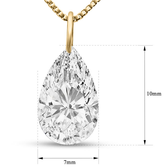 2 Carat Pear Shape Lab Grown Diamond Solitaire Necklace In 14K Yellow Gold