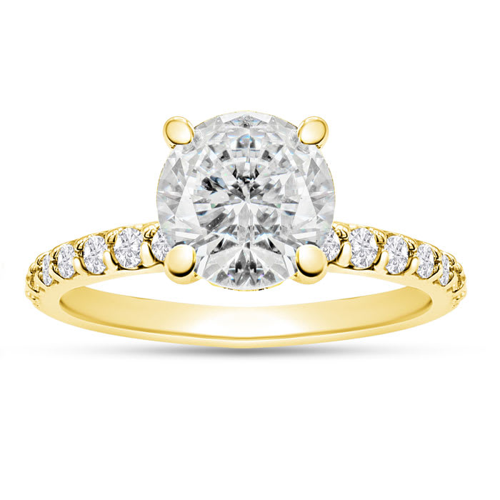 1 1/2 Carat Lab Grown Diamond Hidden Halo Engagement Ring In 14K Yellow Gold