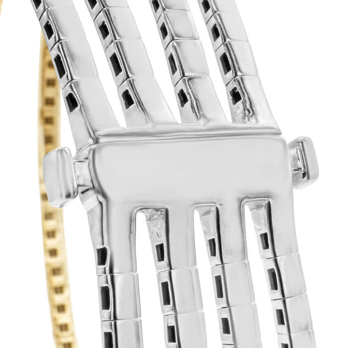 4 1/3 Carat Diamond Flexible Bangle Bracelet In 14K Two Tone Gold, 7 Inches