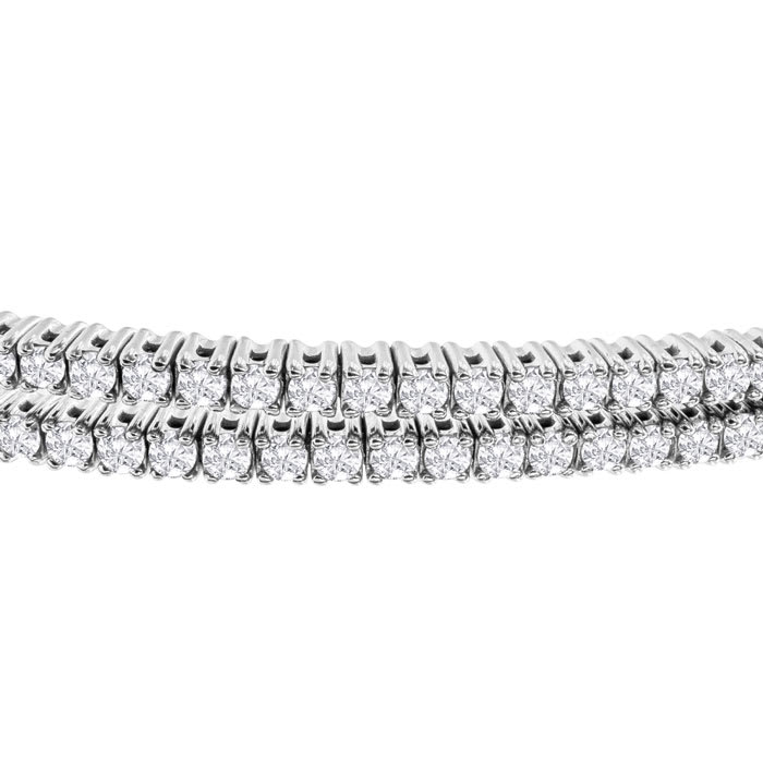1 1/2 Carat Diamond Double Row Flexible Bangle Bracelet In 14K White Gold