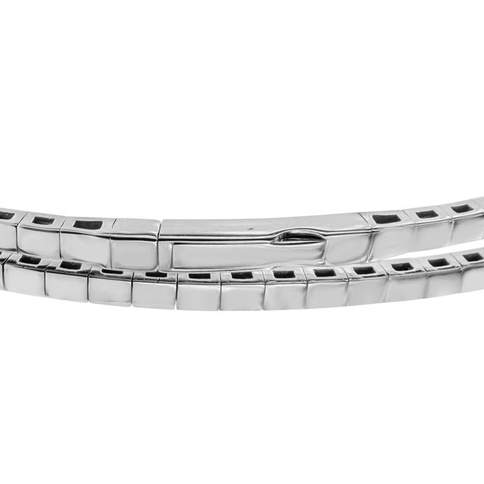 1 1/2 Carat Diamond Double Row Flexible Bangle Bracelet In 14K White Gold