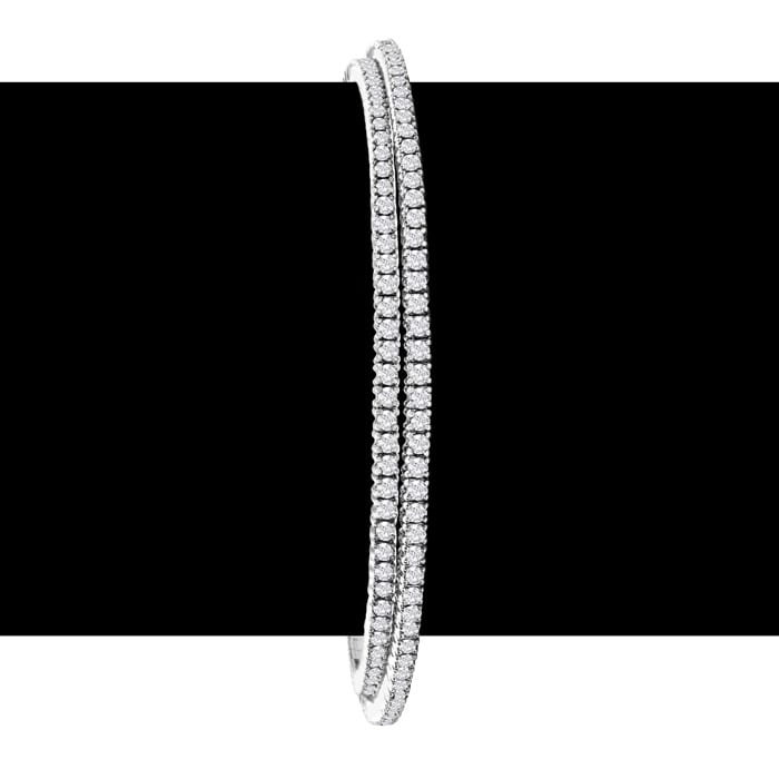 1 1/2 Carat Diamond Double Row Flexible Bangle Bracelet In 14K White Gold