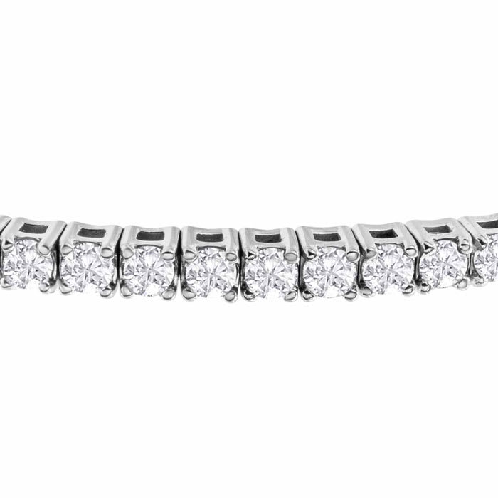 1 1/2 Carat Diamond Flexible Bangle Bracelet In 14K White Gold, 7 Inches