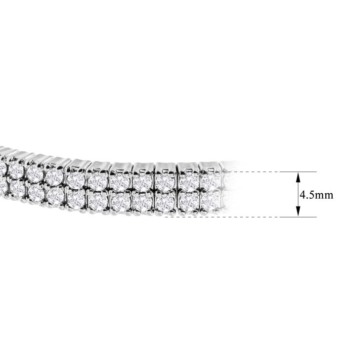 2 Carat Diamond Double Row Flexible Bangle Bracelet In 14K White Gold