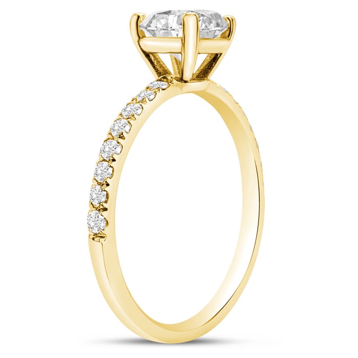 3 1/4 Carat Lab Grown Diamond Classic Engagement Ring In 14K Yellow Gold