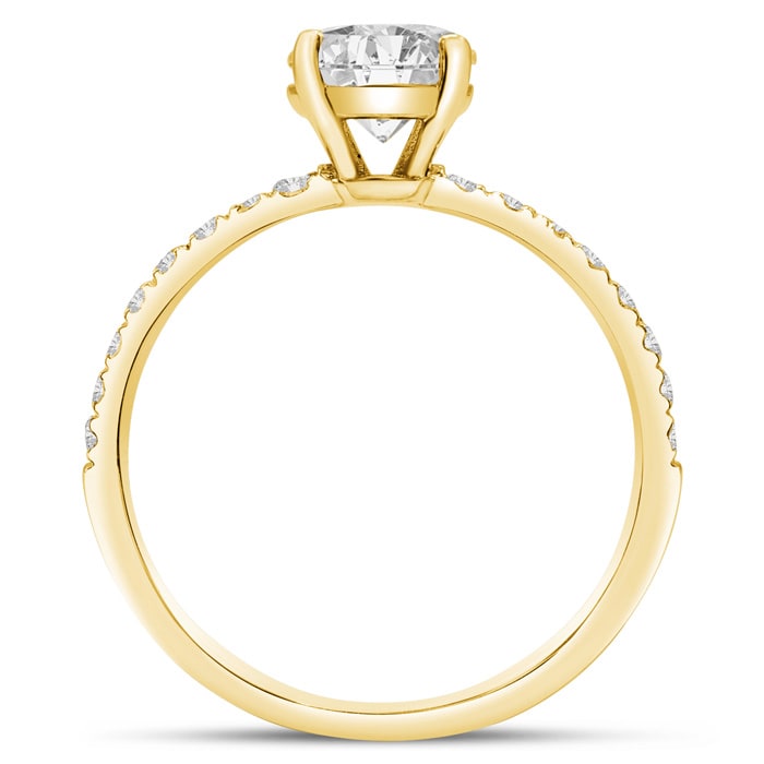 3 1/4 Carat Lab Grown Diamond Classic Engagement Ring In 14K Yellow Gold