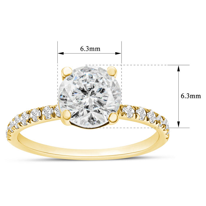 3 1/4 Carat Lab Grown Diamond Classic Engagement Ring In 14K Yellow Gold
