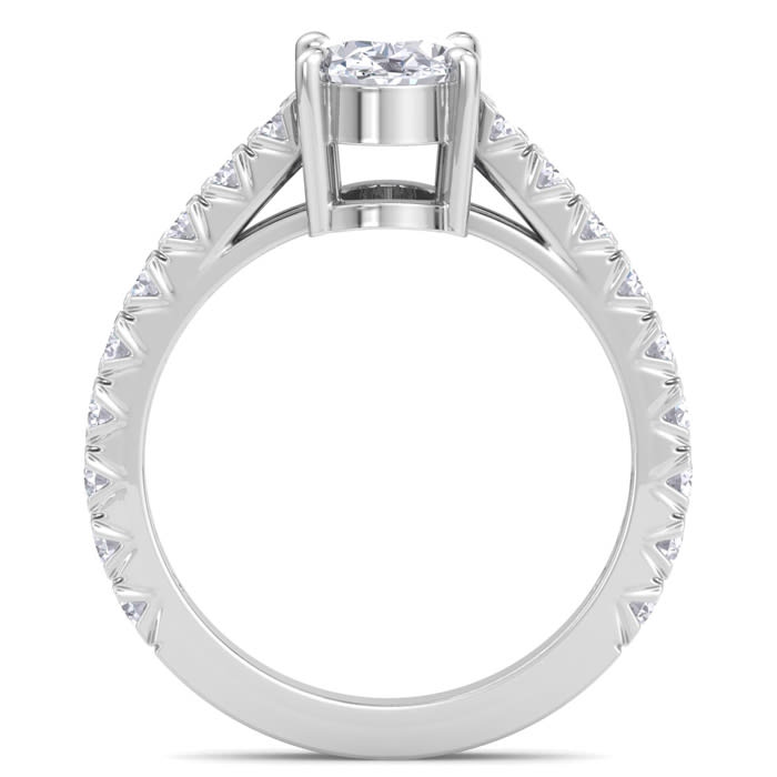 2 Carat Oval Shape Lab Grown Diamond Classic Engagement Ring In 14K White Gold