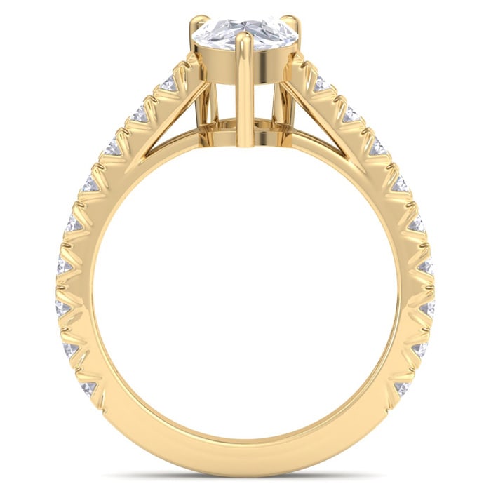 2 Carat Pear Shape Lab Grown Diamond Classic Engagement Ring In 14K Yellow Gold