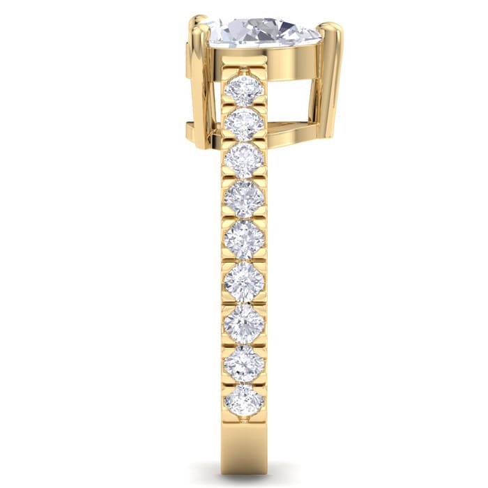 2 Carat Pear Shape Lab Grown Diamond Classic Engagement Ring In 14K Yellow Gold
