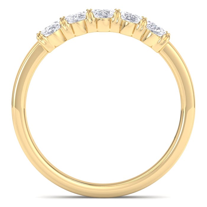 1 Carat Oval Shape Lab Grown Diamond Five Stone Engagement Ring In 14K Yellow Gold