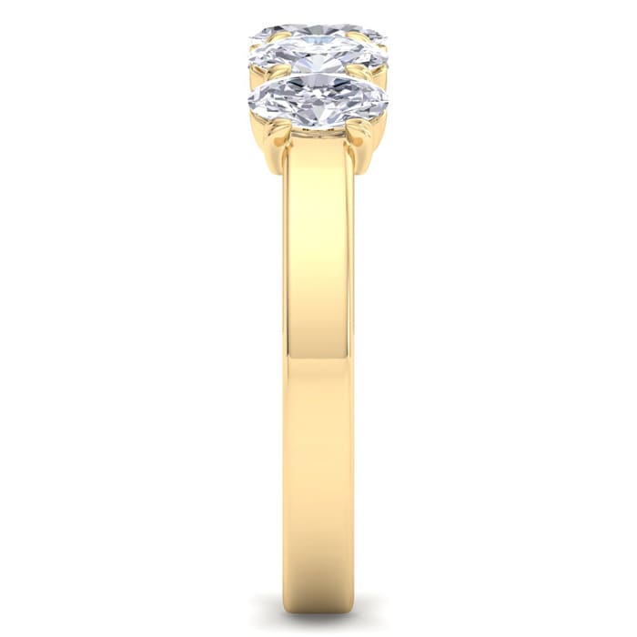 1 Carat Oval Shape Lab Grown Diamond Five Stone Engagement Ring In 14K Yellow Gold