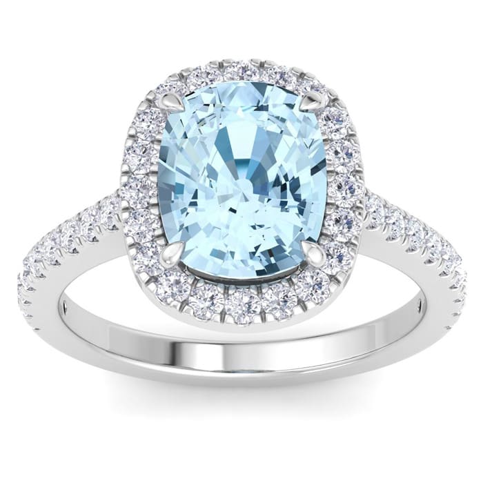 Aquamarine Rings: 2 3/4 Carat Aquamarine and Diamond Ring