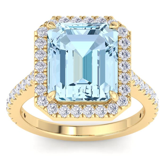 Aquamarine Rings: 3 1/4 Carat Aquamarine and Diamond Ring