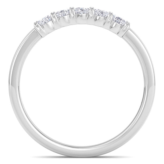 1/2 Carat Oval Shape Lab Grown Diamond Five Stone Engagement Ring In 14K White Gold