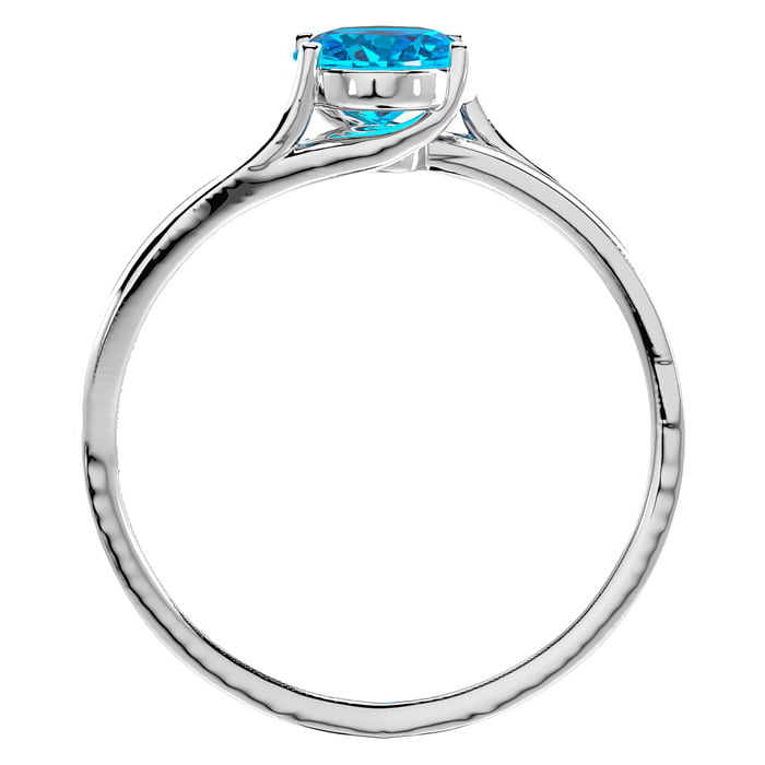 Blue Topaz Ring: 1 1/2 Carat Oval Shape Blue Topaz and Diamond Ring In Sterling Silver