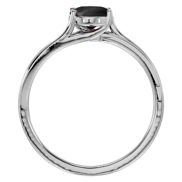 Black Onyx Ring: 1 1/2 Carat Oval Shape Black Onyx and Diamond Ring In Sterling Silver