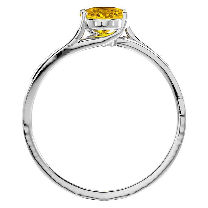 Citrine Ring: 1 1/2 Carat Oval Shape Citrine and Diamond Ring In Sterling Silver