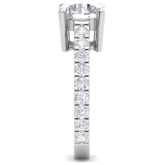 3 Carat Round Lab Grown Diamond Classic Engagement Ring In 14K White Gold