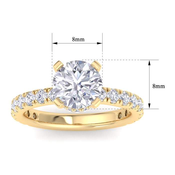 3 Carat Round Lab Grown Diamond Hidden Halo Engagement Ring In 14K Yellow Gold