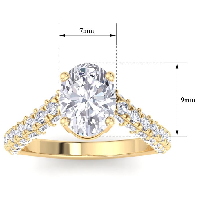 3 Carat Oval Shape Lab Grown Diamond Curved Engagement Ring In 14K Yellow Gold