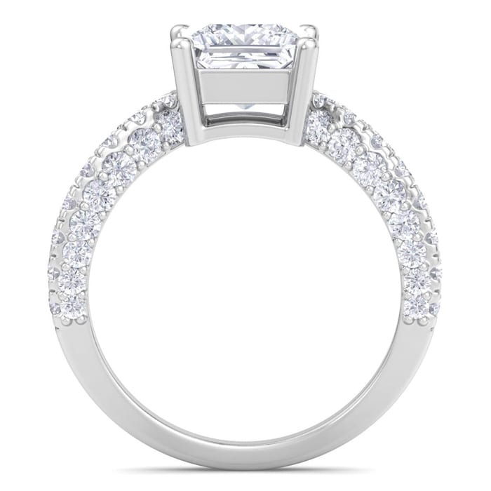 3 Carat Princess Cut Lab Grown Diamond Curved Engagement Ring In 14K White Gold