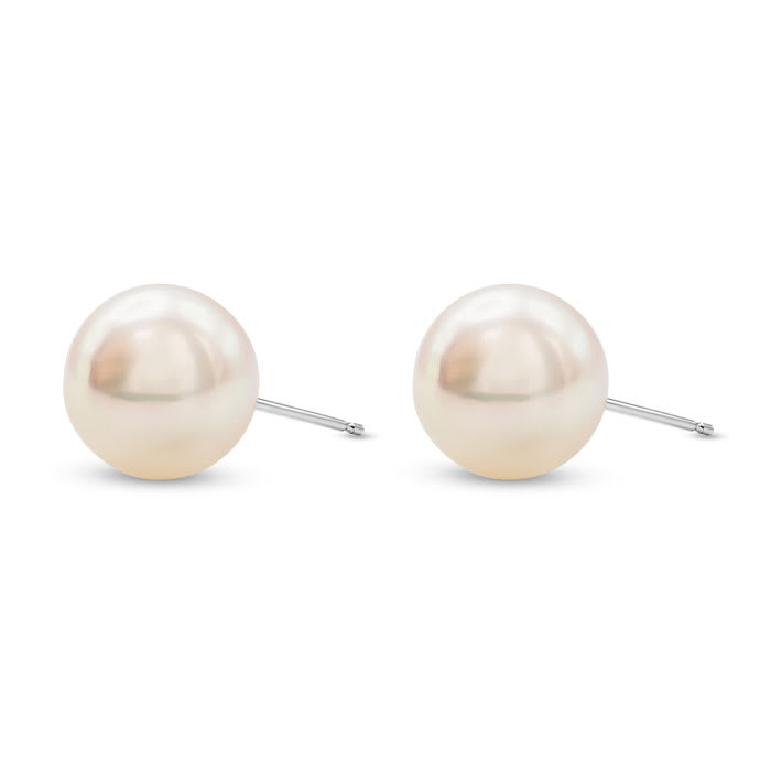 Pearl Stud Earrings With 7MM AA Japanese Akoya Pearls In 14 Karat White Gold