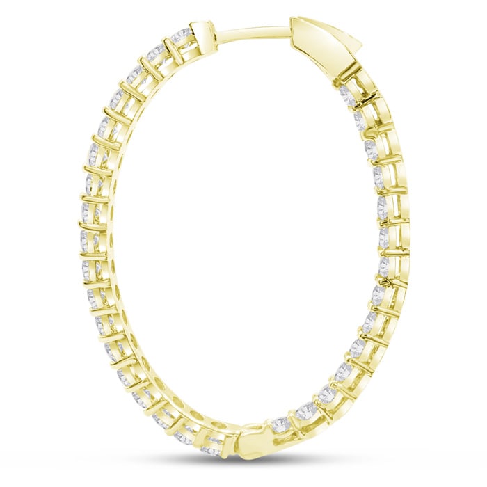 3 Carat Oval Shape Diamond Inside Out Hoop Earrings In 14 Karat Yellow Gold