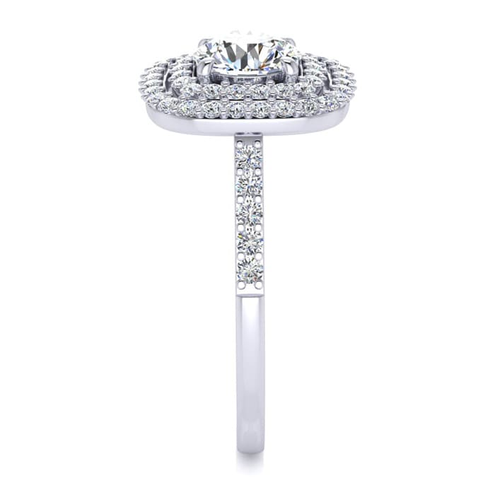 1 1/2 Carat Double Halo Moissanite Engagement Ring in 14k White Gold 