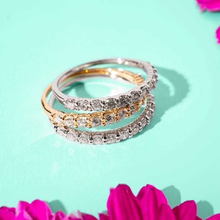 1/4 Carat Moissanite Wedding Band In 14 Karat Yellow Gold