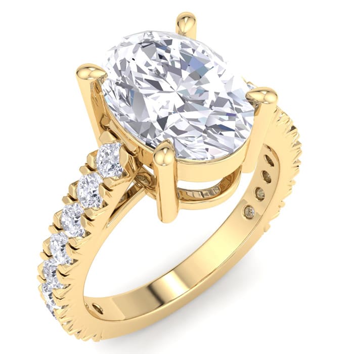 4 Carat Oval Shape Lab Grown Diamond Classic Engagement Ring In 14K Yellow Gold