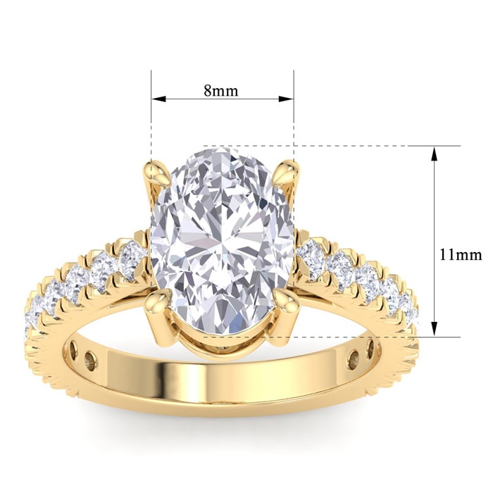 4 Carat Oval Shape Lab Grown Diamond Classic Engagement Ring In 14K Yellow Gold
