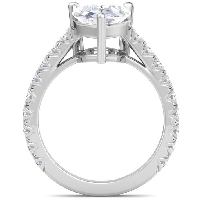 4 Carat Pear Shape Lab Grown Diamond Classic Engagement Ring In 14K White Gold