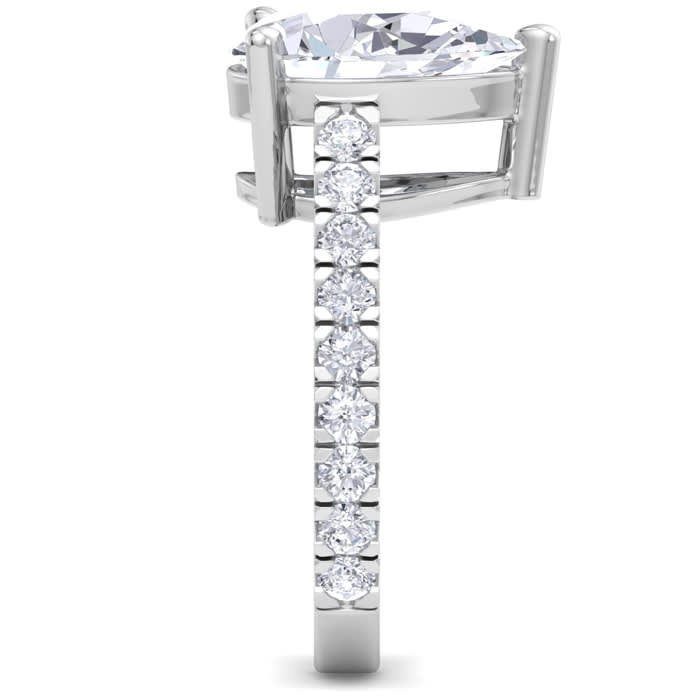 4 Carat Pear Shape Lab Grown Diamond Classic Engagement Ring In 14K White Gold