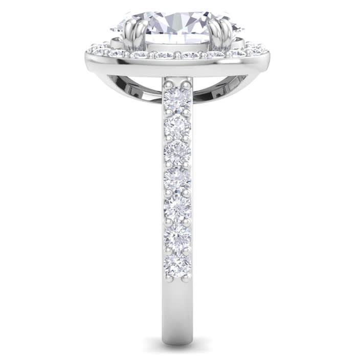 4 Carat Oval Shape Lab Grown Diamond Halo Engagement Ring In 14K White Gold