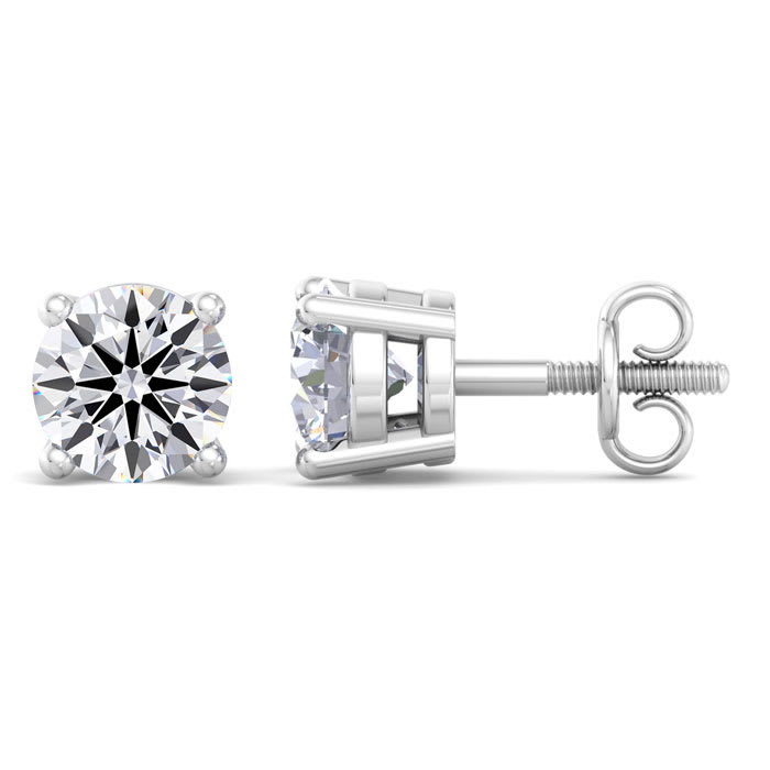 3 Carat Lab Grown Diamond Earrings In 14 Karat White Gold, Basket Setting (G-H, VS2)